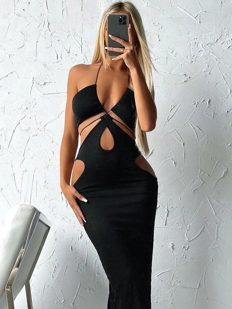 Cut Out Backless Long Dress