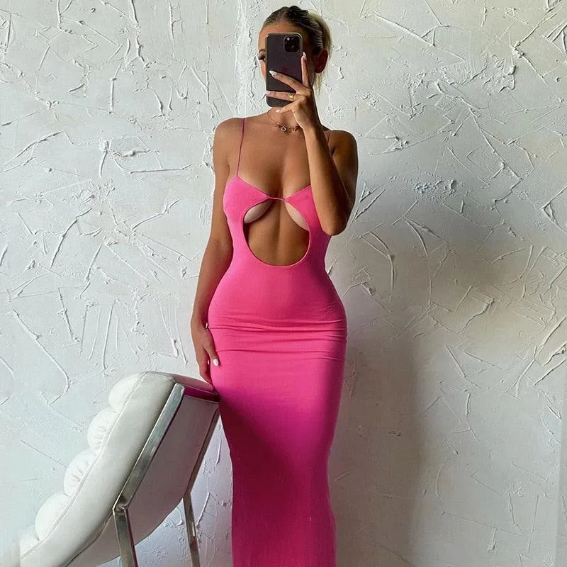 Cut Out Backless Long Dress