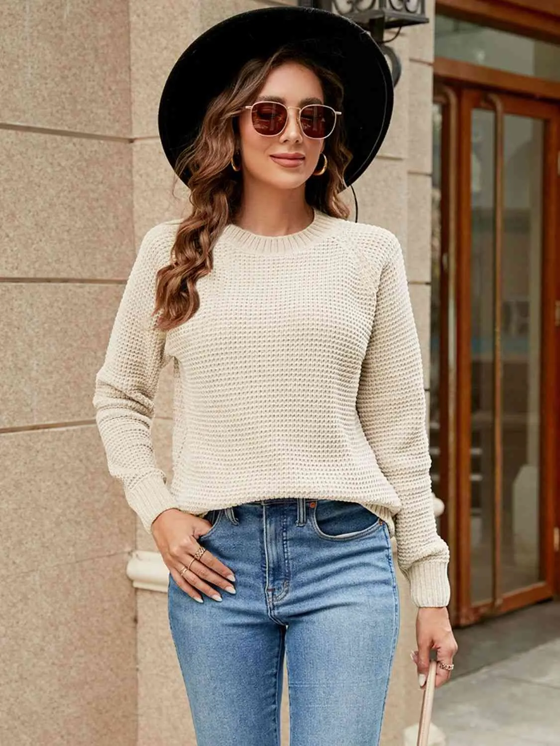 Dakota Round Neck Raglan Sleeve Sweater