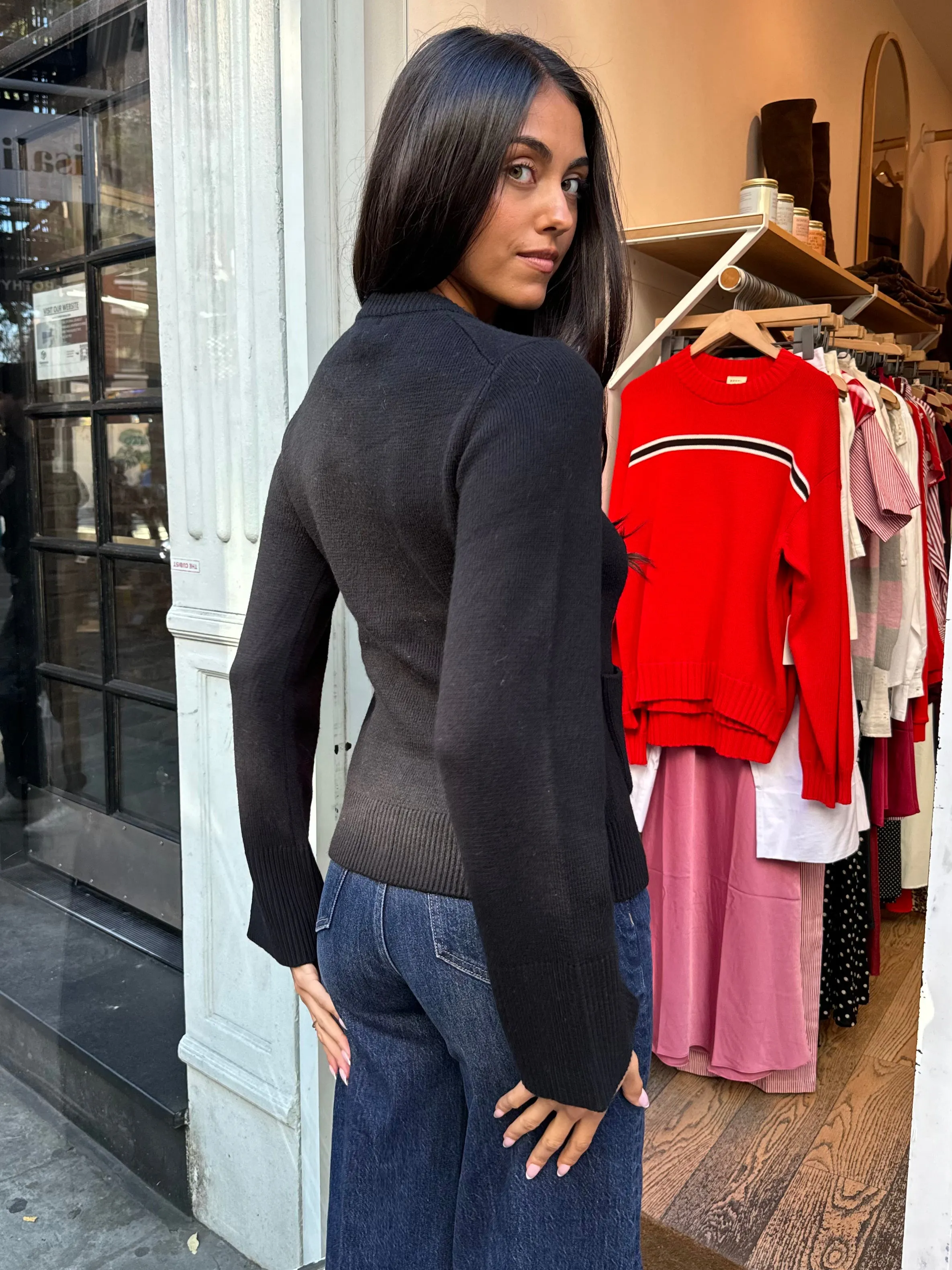 Dani Cinched Waist Cardigan in Noir