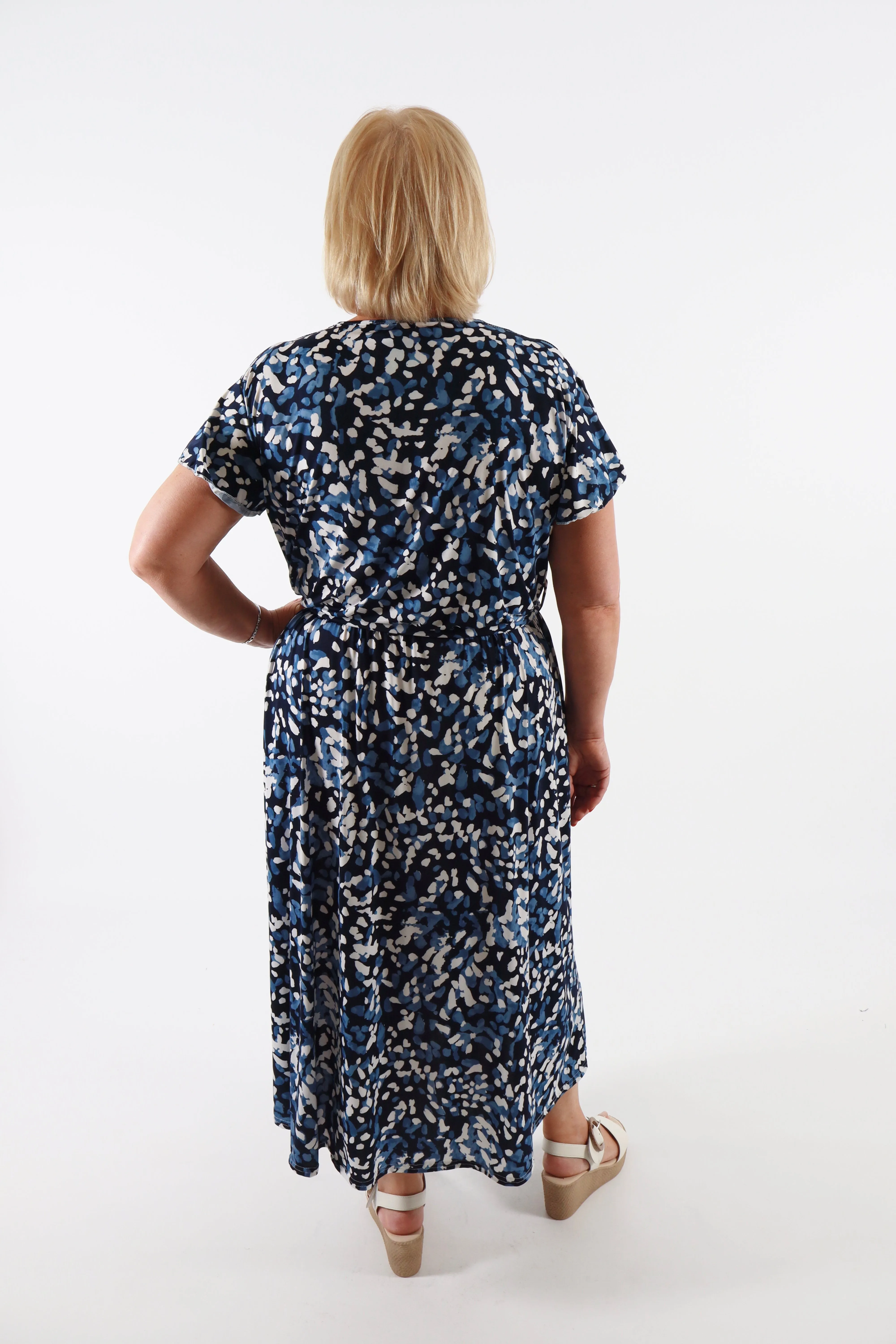 Dani Dress in Navy with Blue Dots