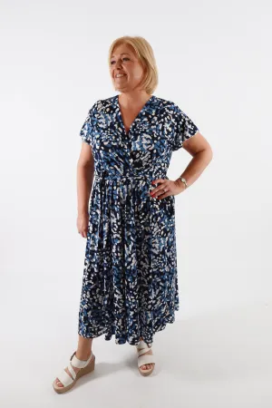 Dani Dress in Navy with Blue Dots