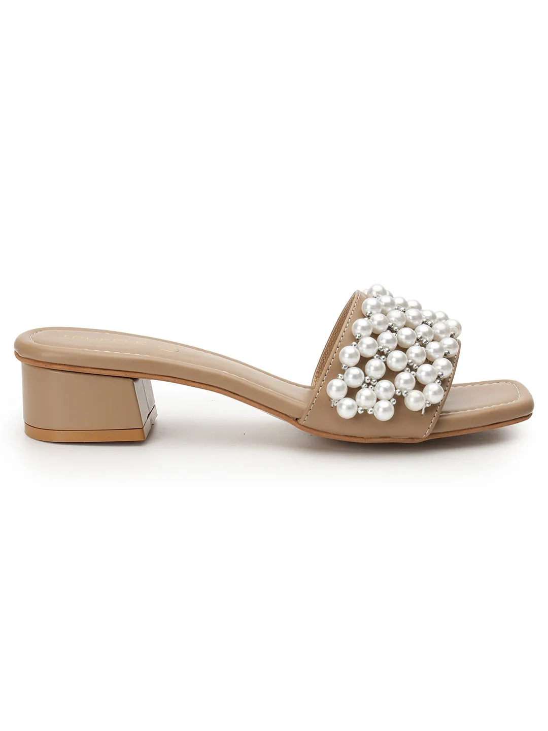 Dark Beige PU Stylish Slip-On Block Mules (TC-NK-004-DBEIG)