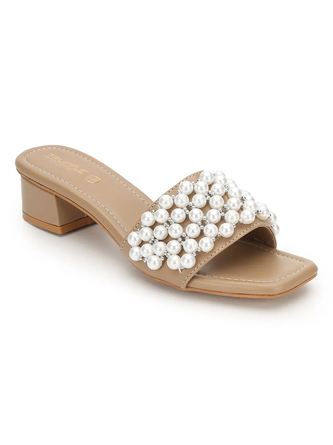 Dark Beige PU Stylish Slip-On Block Mules (TC-NK-004-DBEIG)