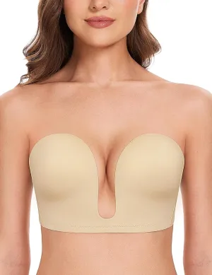 Deep V Wireless Push-Up Bra Nude