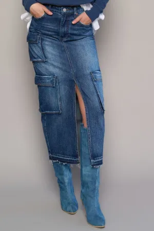 Denim Lab USA CARGO POCKET LONG SKIRT