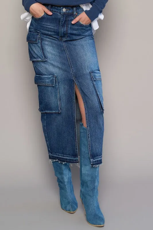 Denim Lab USA CARGO POCKET LONG SKIRT