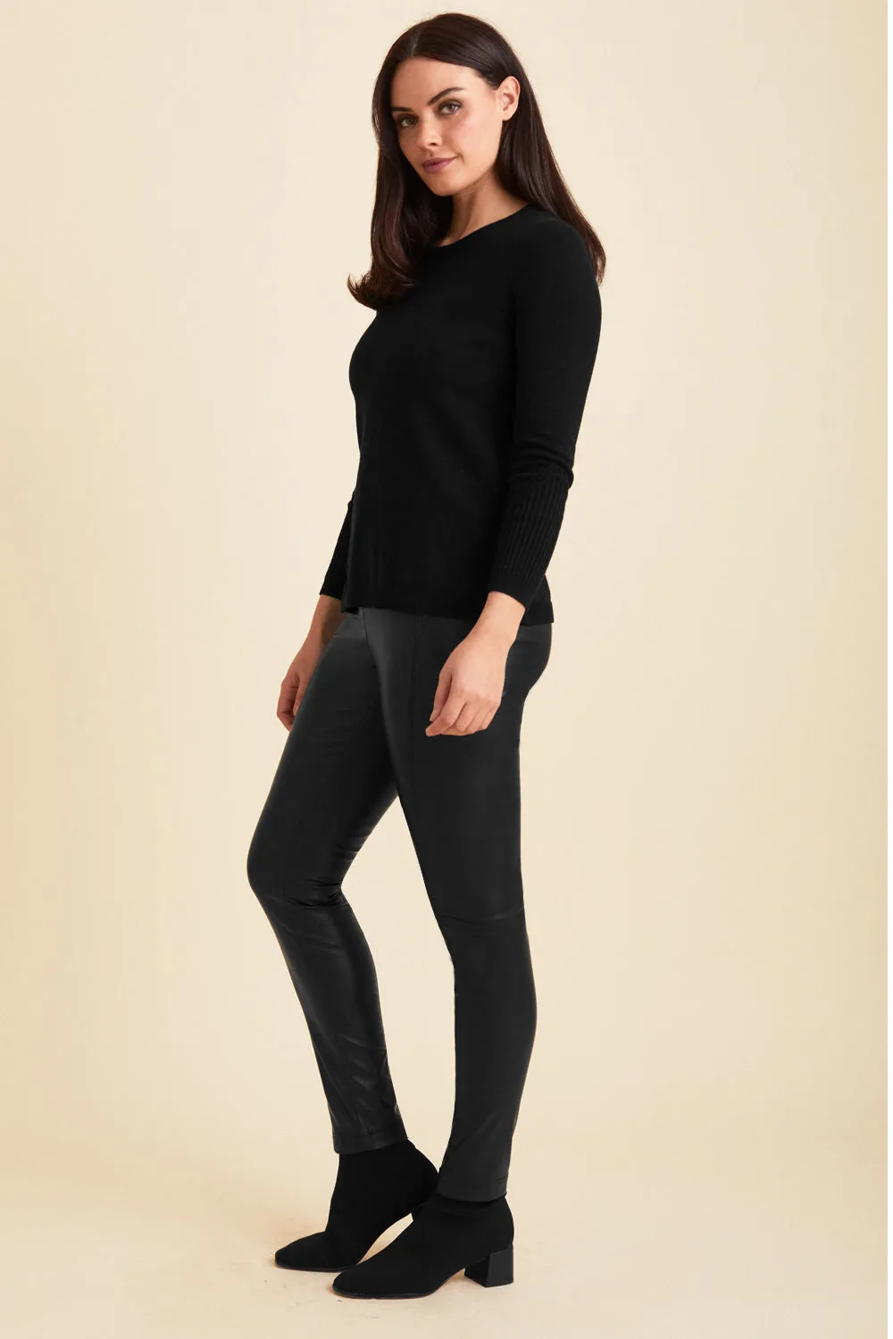 Detail Sleeve Crewneck Knit Top: FINAL SALE
