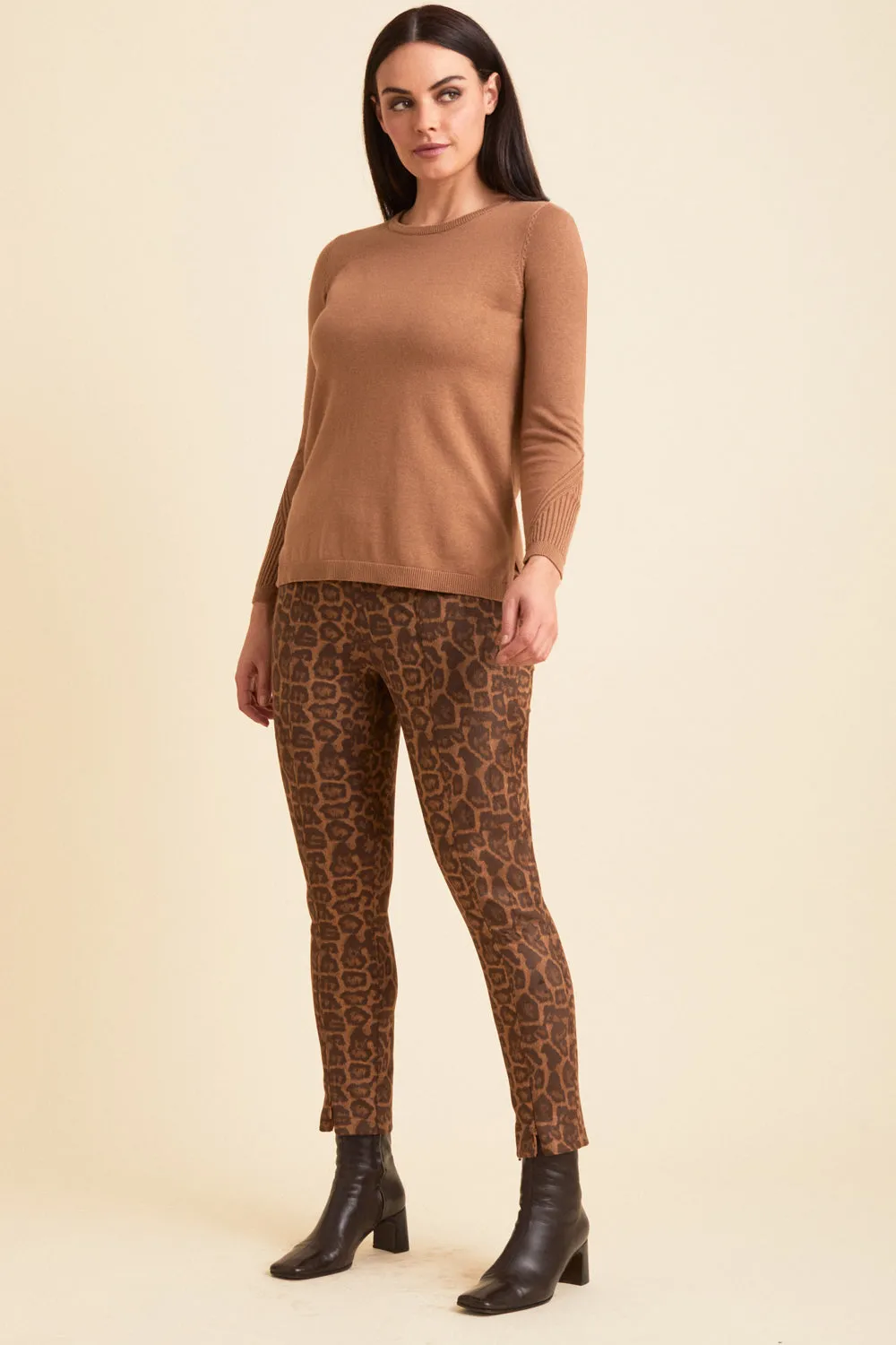Detail Sleeve Crewneck Knit Top: FINAL SALE
