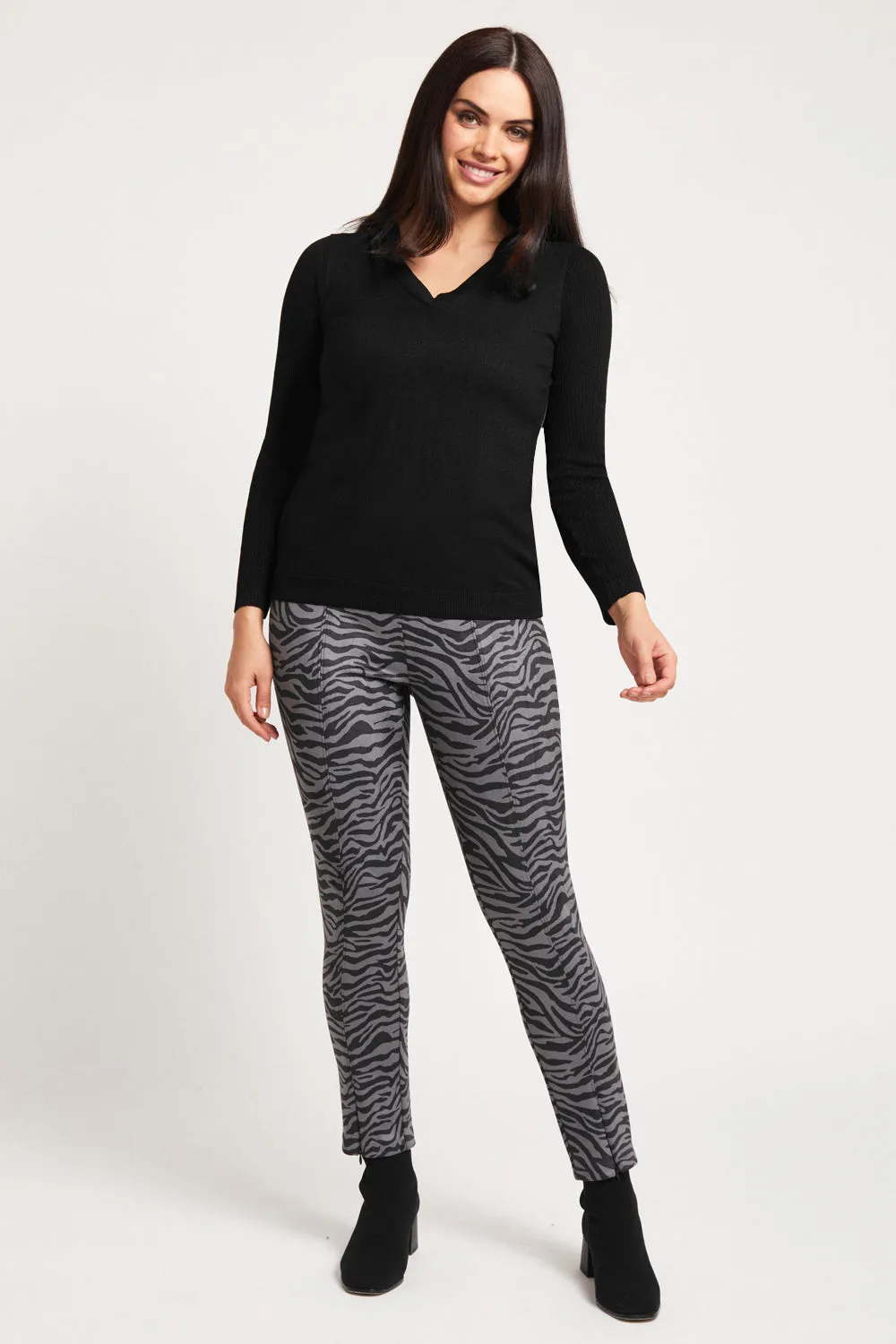 Detail Sleeve Crewneck Knit Top: FINAL SALE
