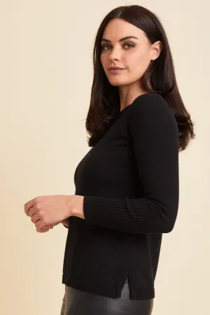 Detail Sleeve Crewneck Knit Top: FINAL SALE