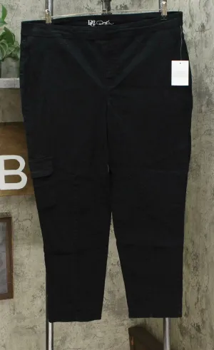 DG2 by Diane Gilman Plus Size Cropped Stretch Twill Cargo Jeggings Black 1X