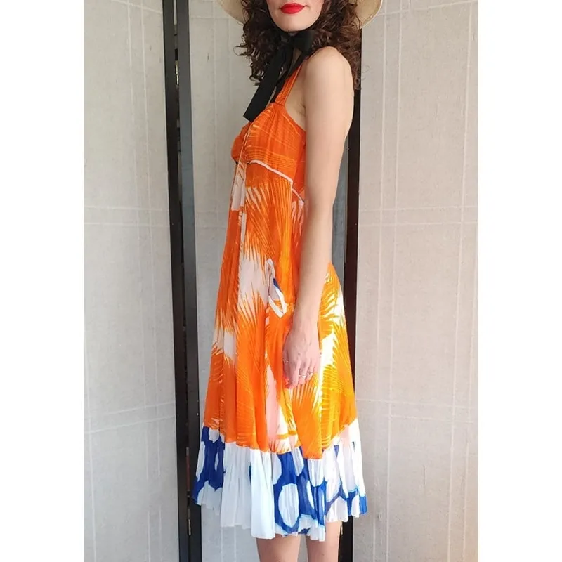 Diane Von Furstenberg Sun Dress Spring 2008 Orange White Blue