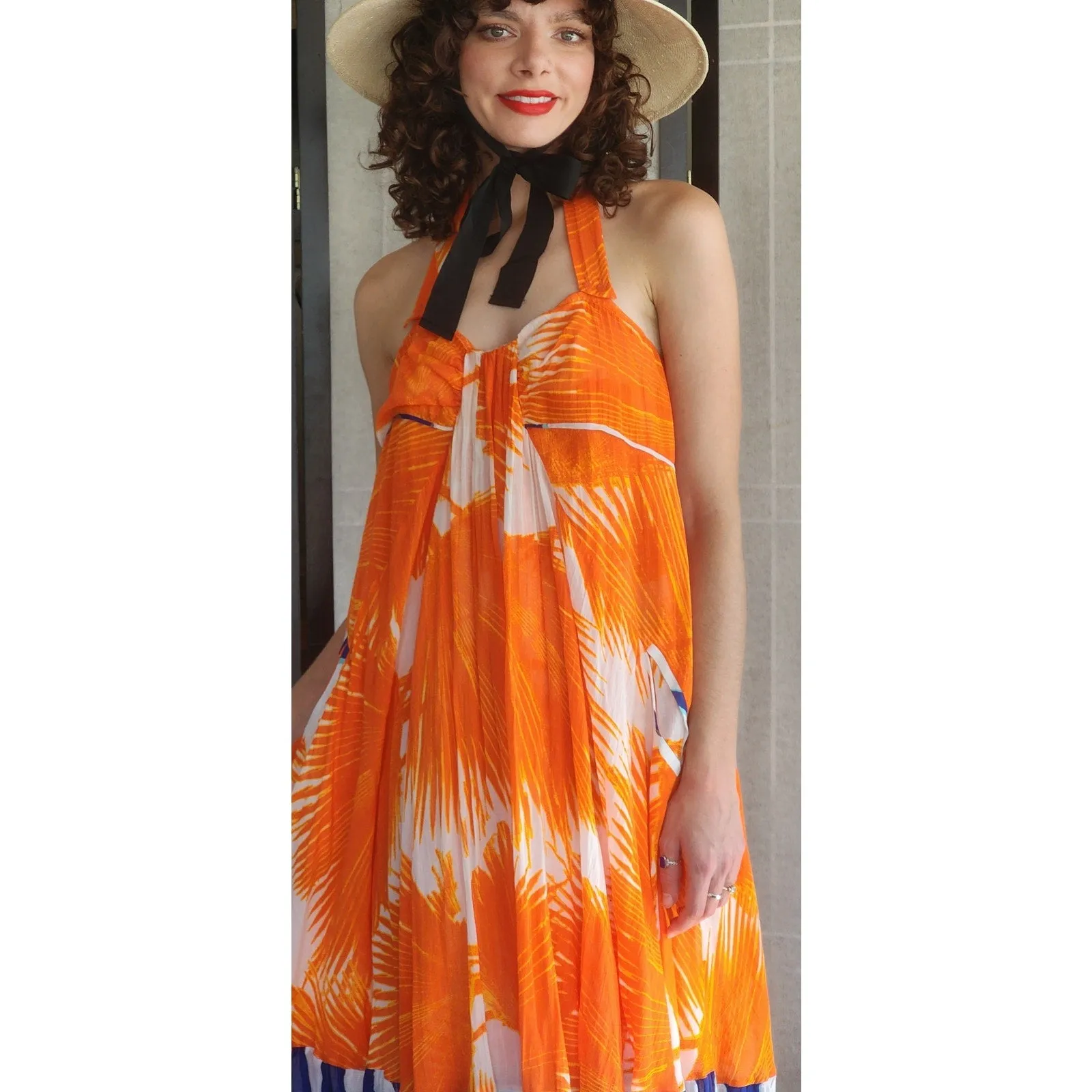 Diane Von Furstenberg Sun Dress Spring 2008 Orange White Blue