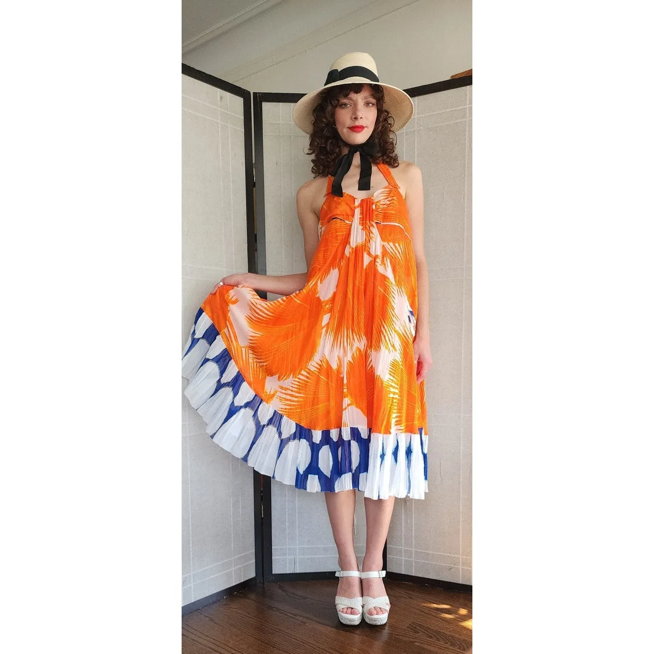 Diane Von Furstenberg Sun Dress Spring 2008 Orange White Blue