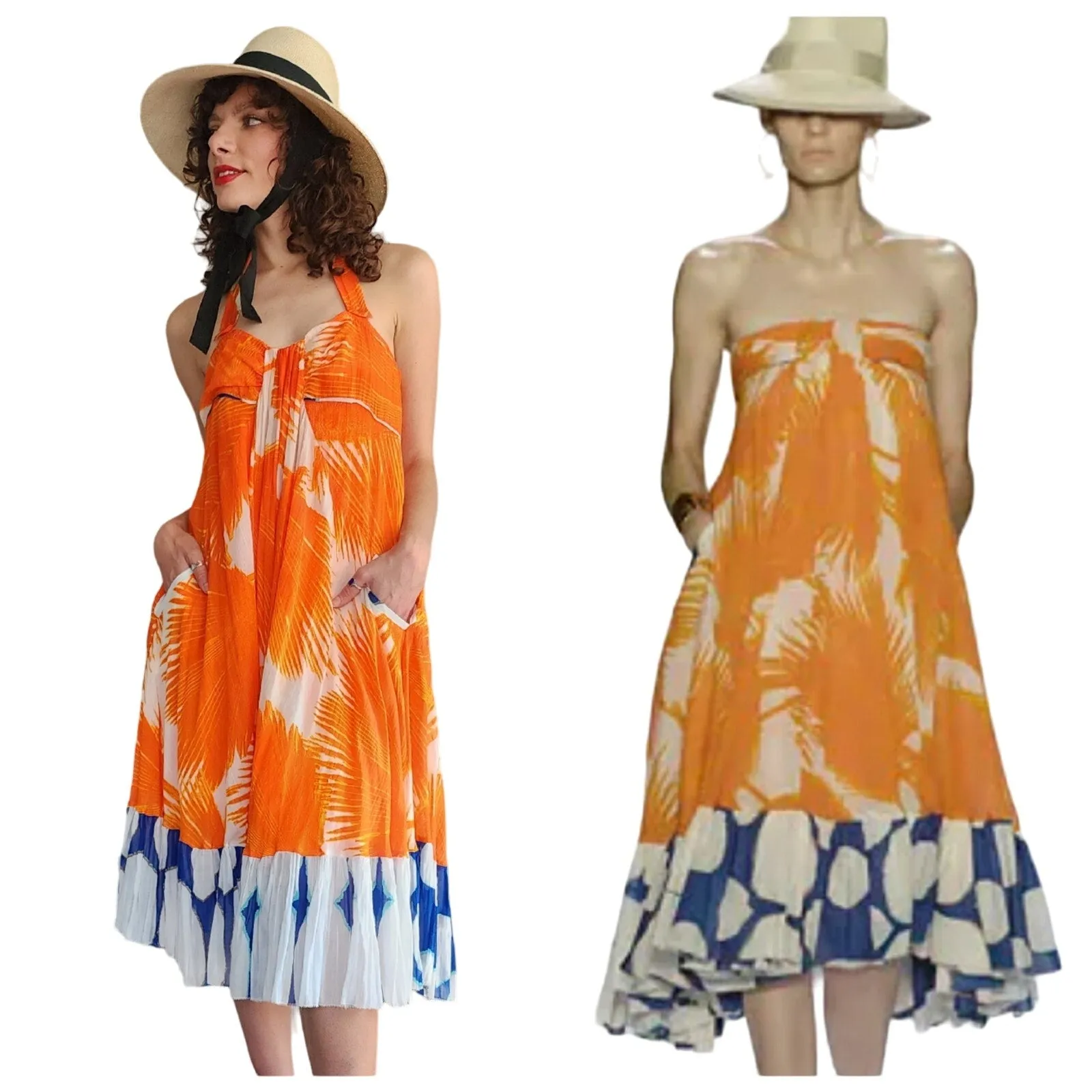 Diane Von Furstenberg Sun Dress Spring 2008 Orange White Blue