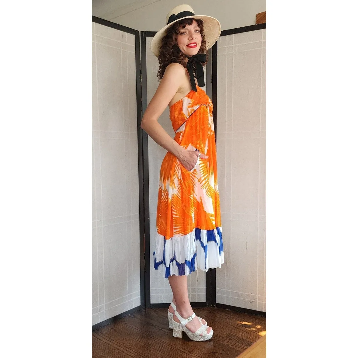 Diane Von Furstenberg Sun Dress Spring 2008 Orange White Blue