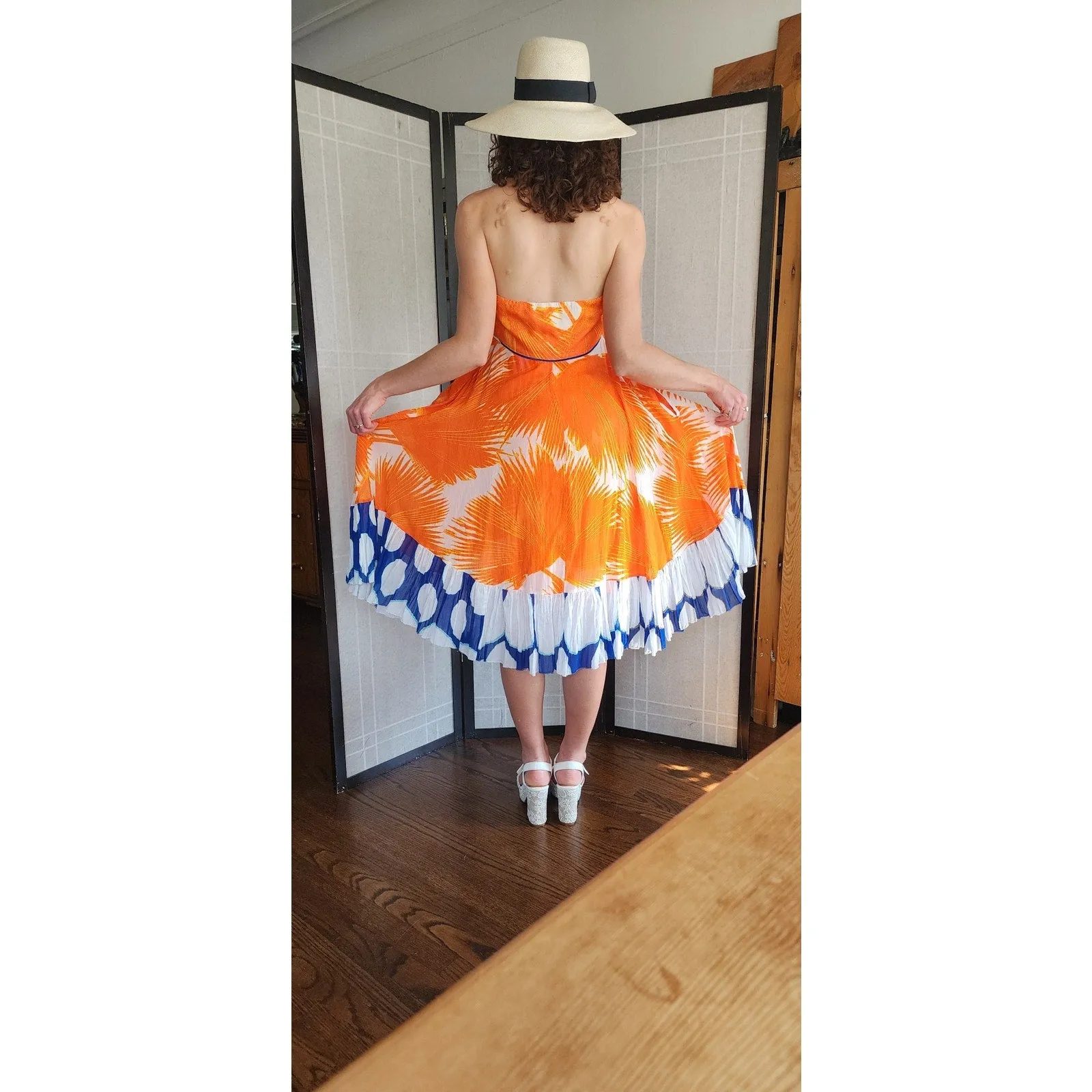 Diane Von Furstenberg Sun Dress Spring 2008 Orange White Blue