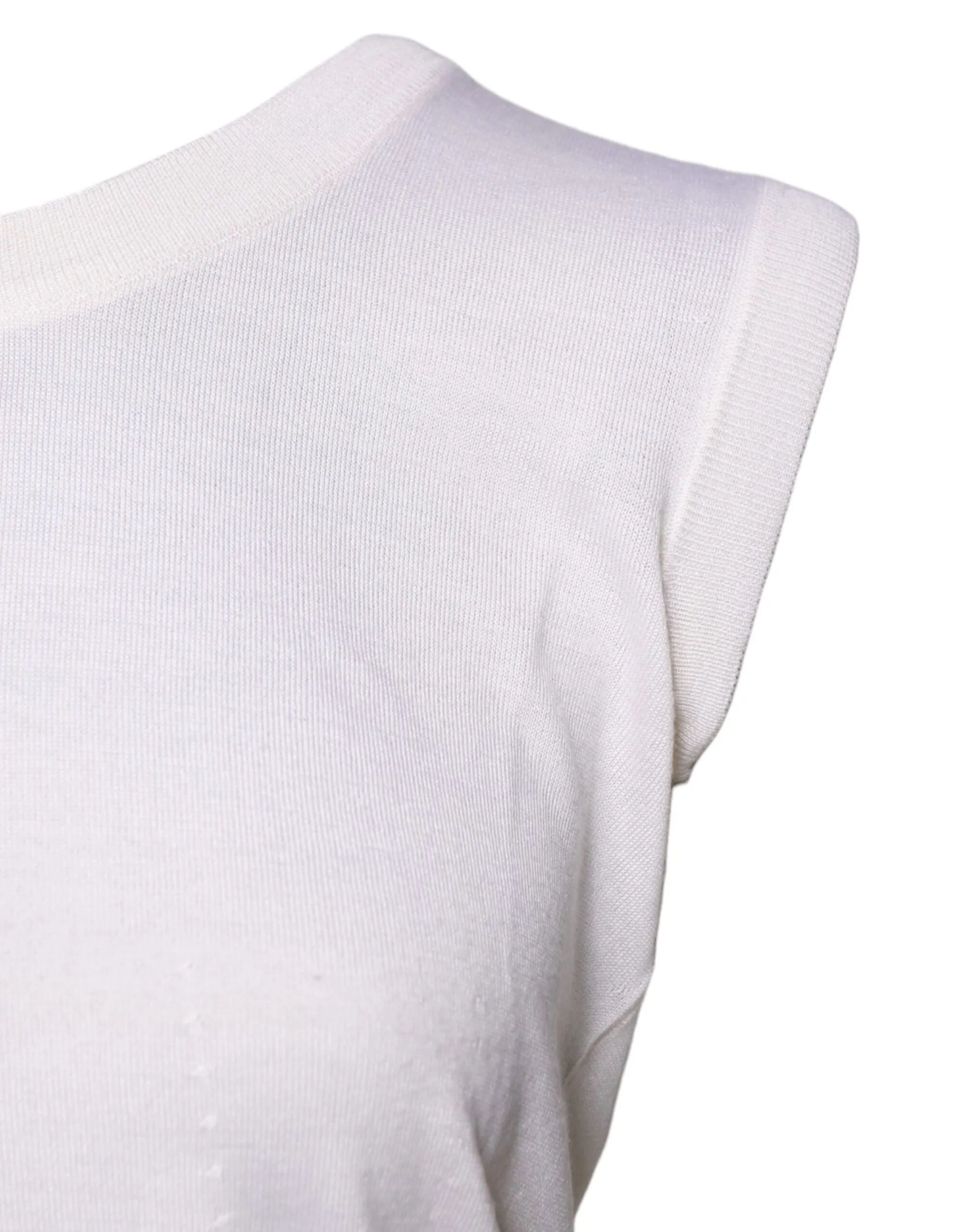 Dolce & Gabbana White Sleeveless Cashmere Round Neck Tank Top