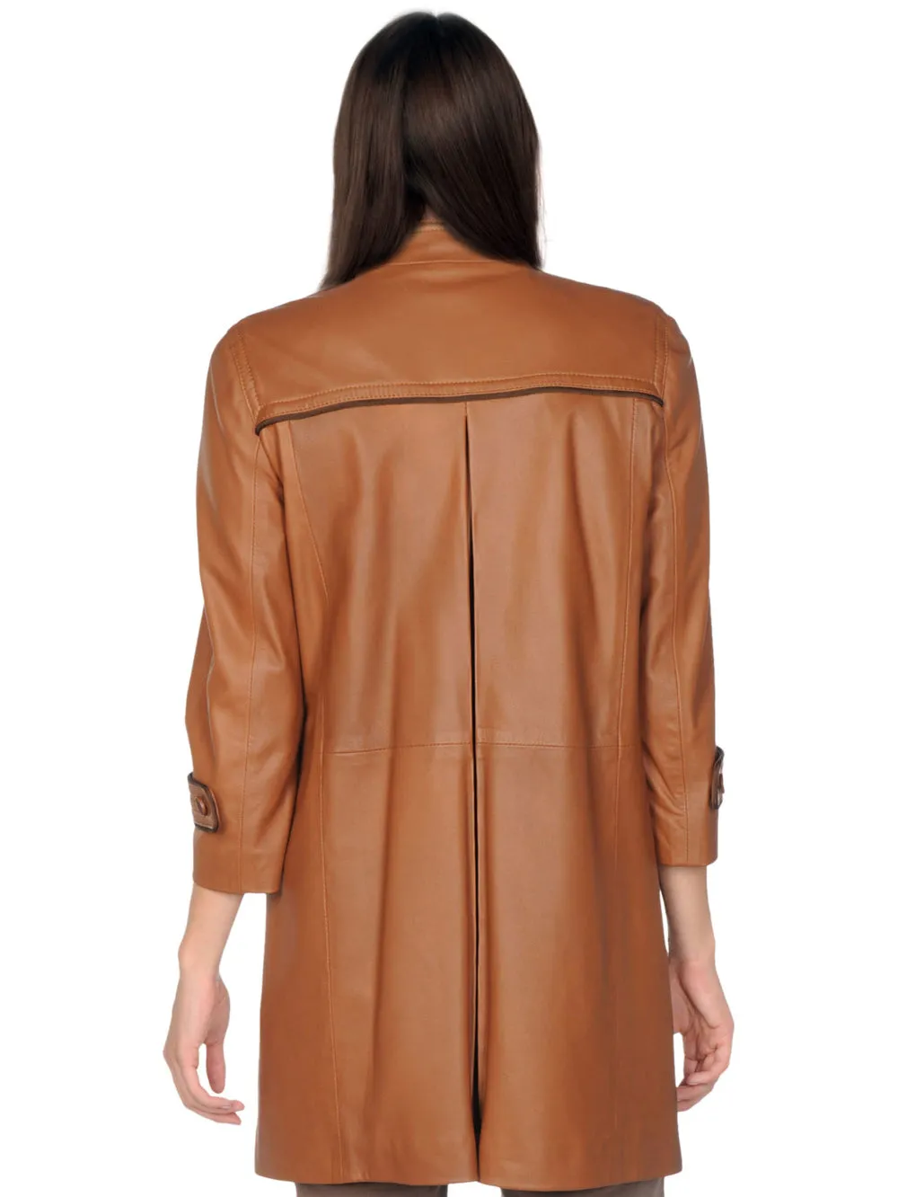 Double-Breasted Elegance Leather Coat for Women