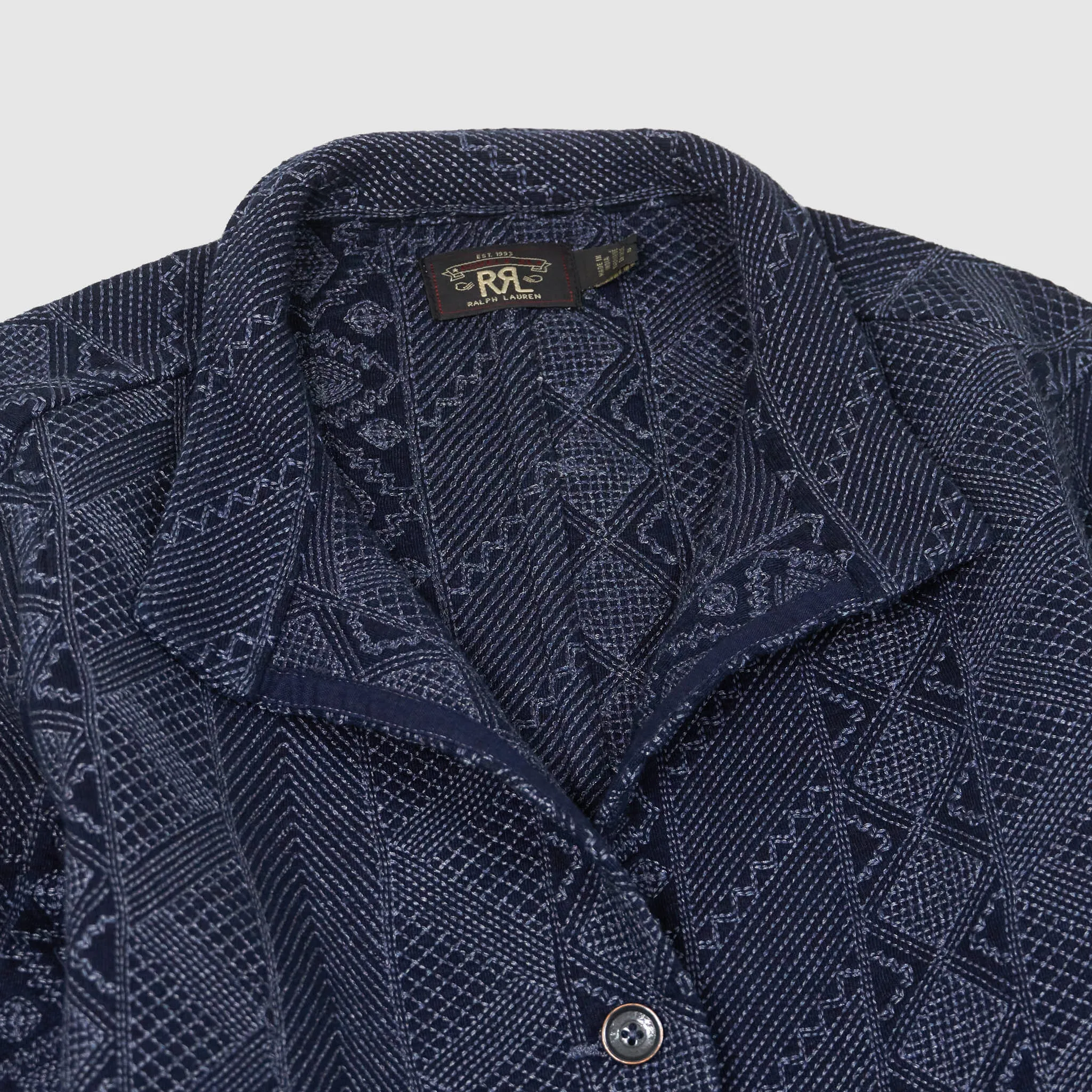 Double RL Ladies Quilted Indigo Cotton Jersey Duster Coat