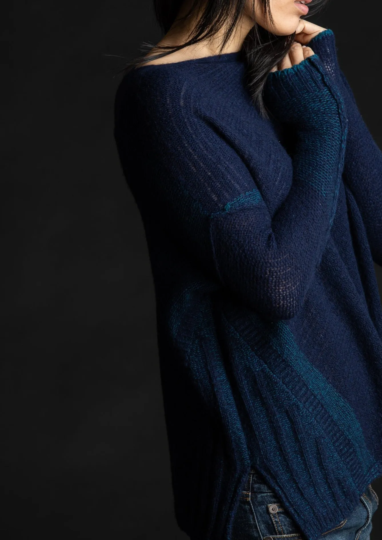 Dreamy Reversible Pullover, Navy Teal