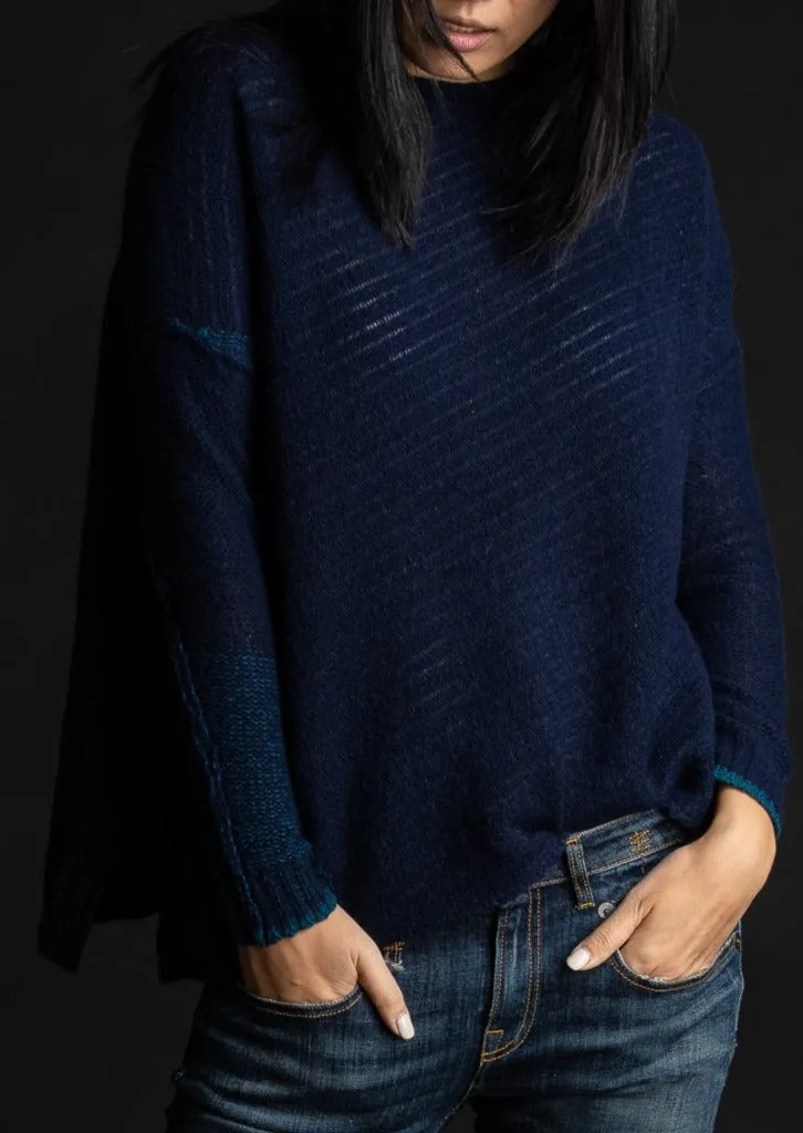 Dreamy Reversible Pullover, Navy Teal