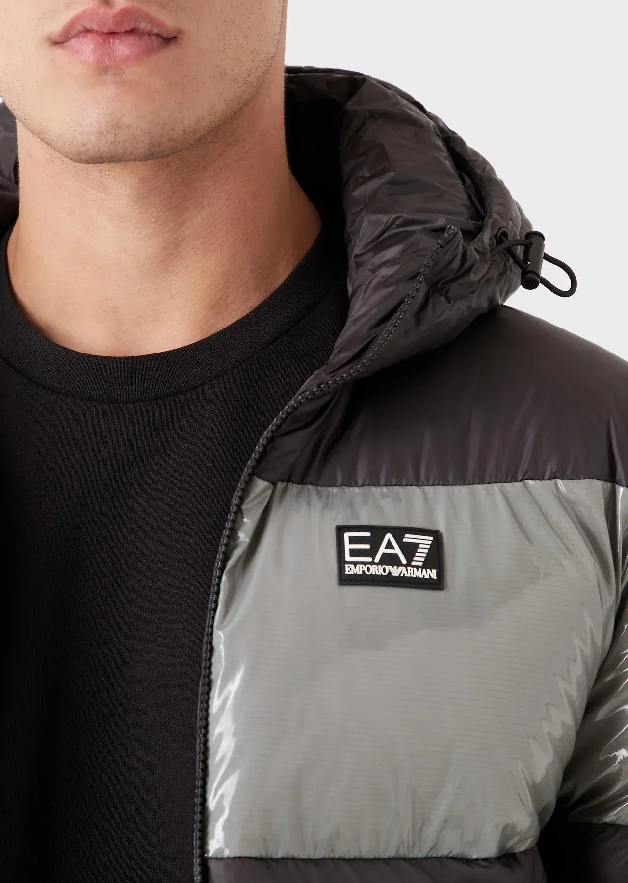 EA7 Emporio Armani 6LPB10 Colour Block Puffer Jacket Black