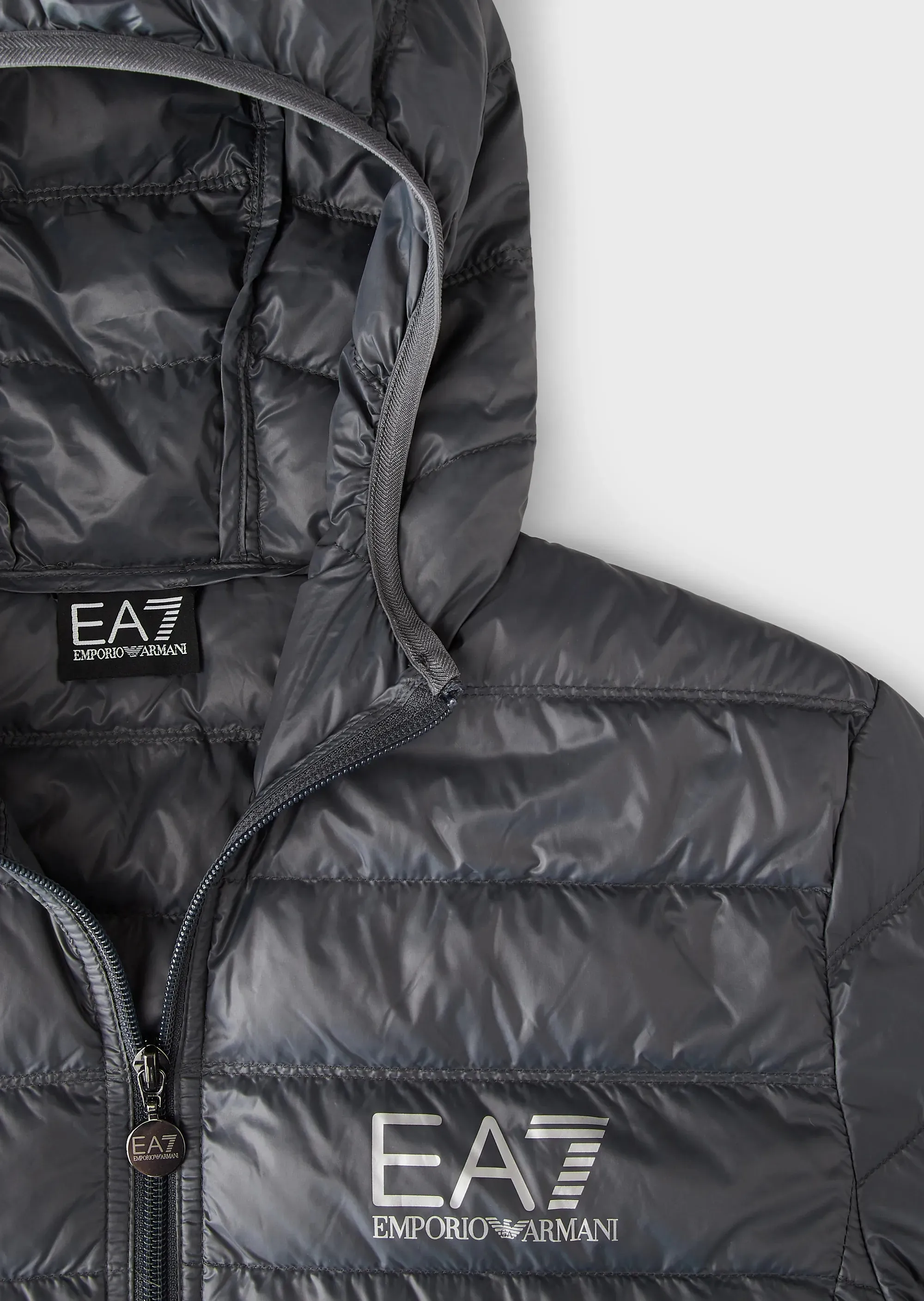 EA7 Emporio Armani 8Npb02 Hooded Down Puffer Jacket Grey