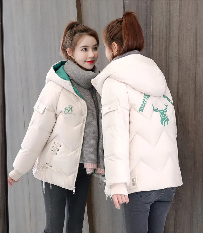 Easy-to-Clean Full-Zip Raincoat Puffer Jacket for Women