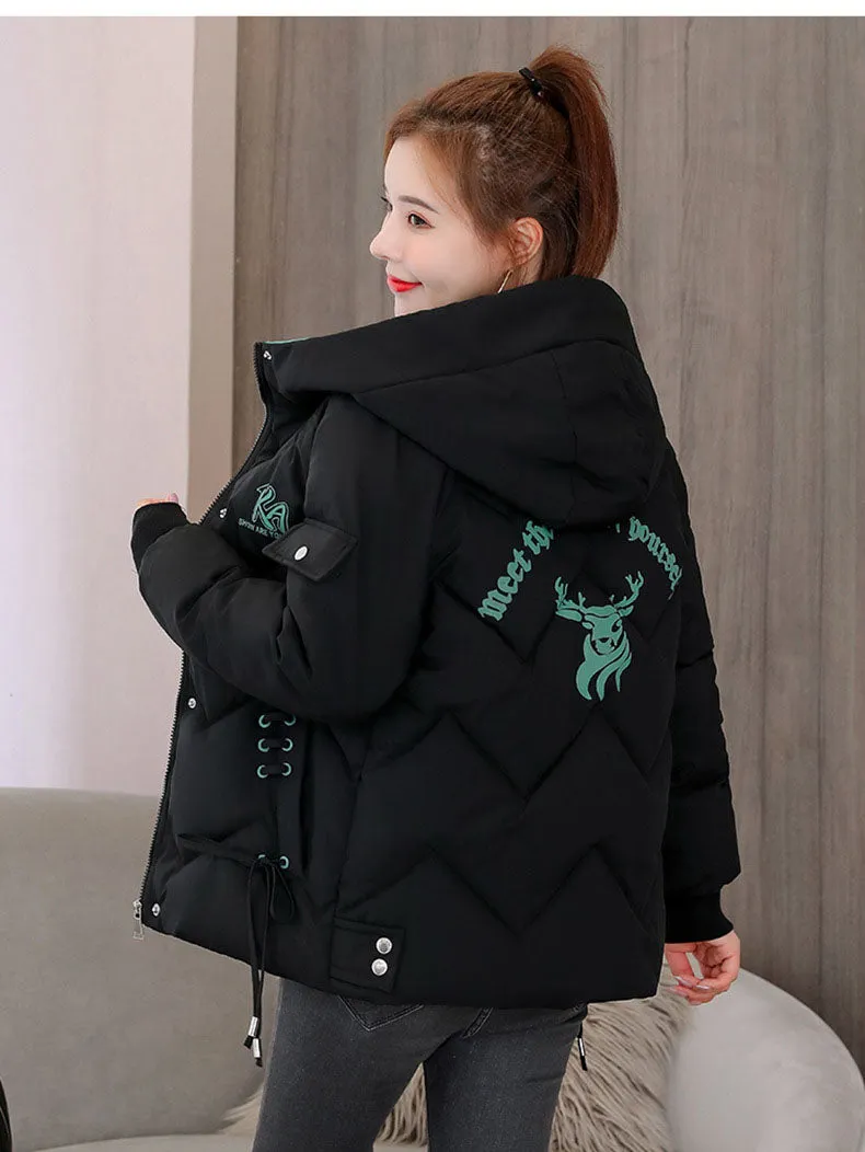 Easy-to-Clean Full-Zip Raincoat Puffer Jacket for Women