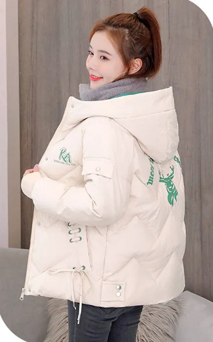 Easy-to-Clean Full-Zip Raincoat Puffer Jacket for Women