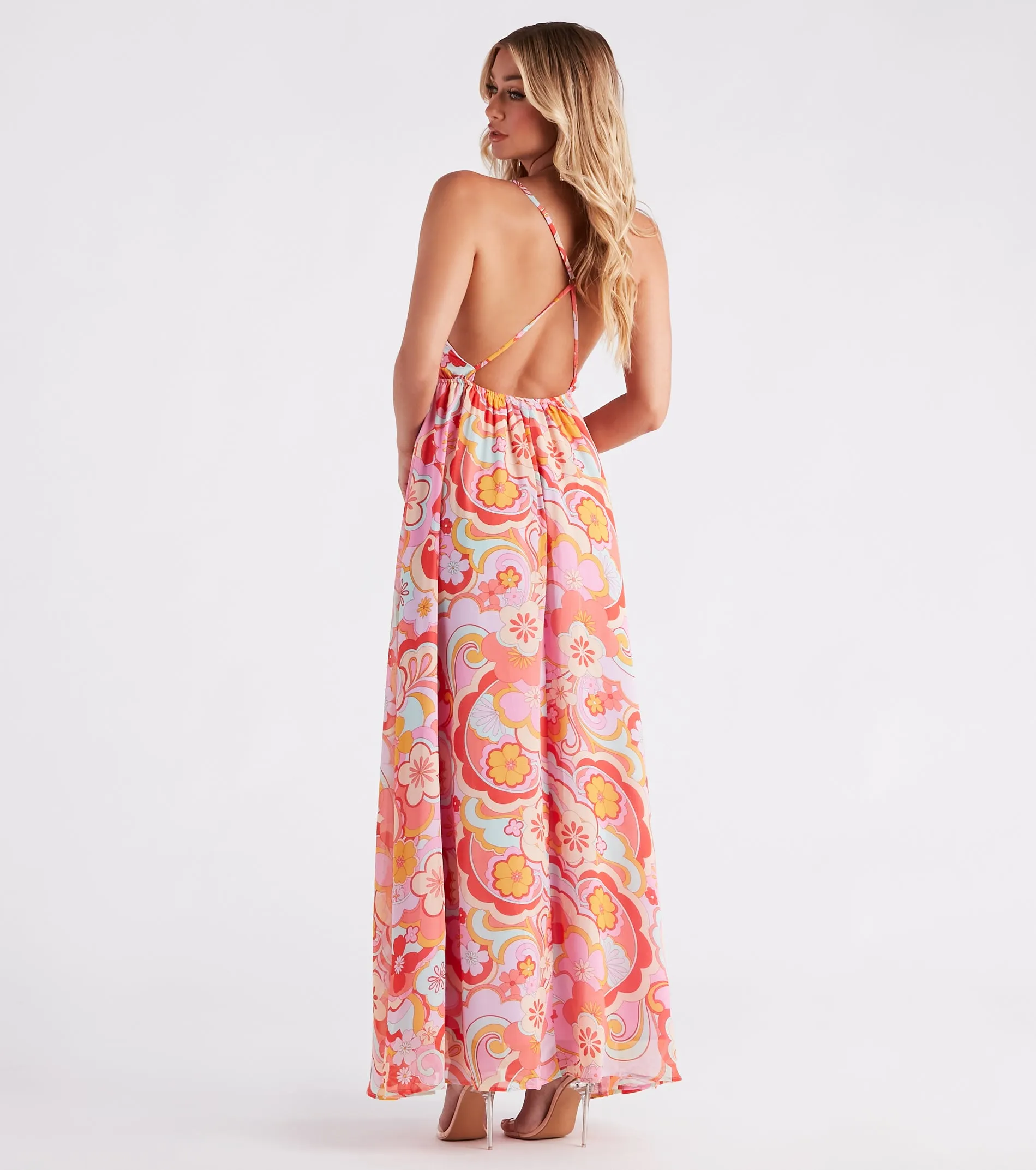 Electric Love Chiffon Floral Maxi Dress