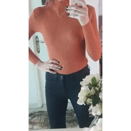 Elegance Solid White and Black Tops,Sweaters Winter Long Sleeve Turtleneck Pullovers Women's Sweaters Female Clothing