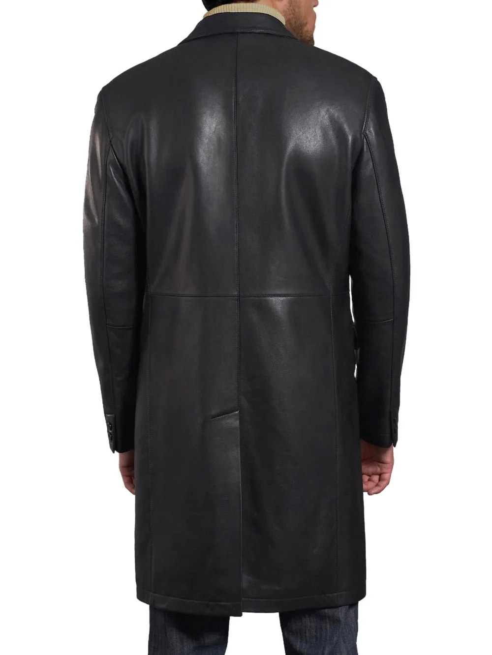 Elegant Lustrous Leather Coat for Men