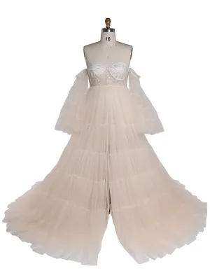Elegant Tulle Bling Maternity Dress for Photography Woman Photo Shoot Gown YW220411