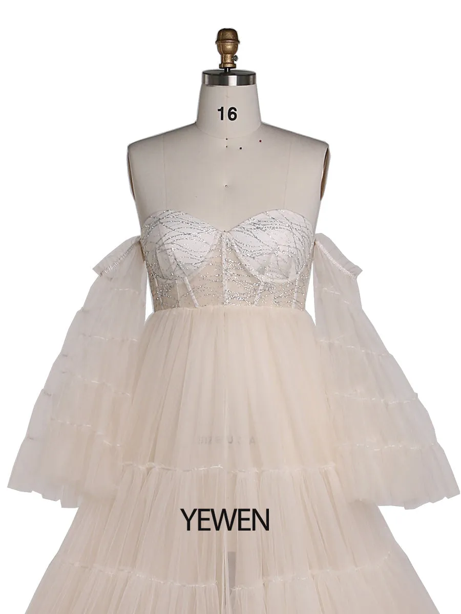 Elegant Tulle Bling Maternity Dress for Photography Woman Photo Shoot Gown YW220411