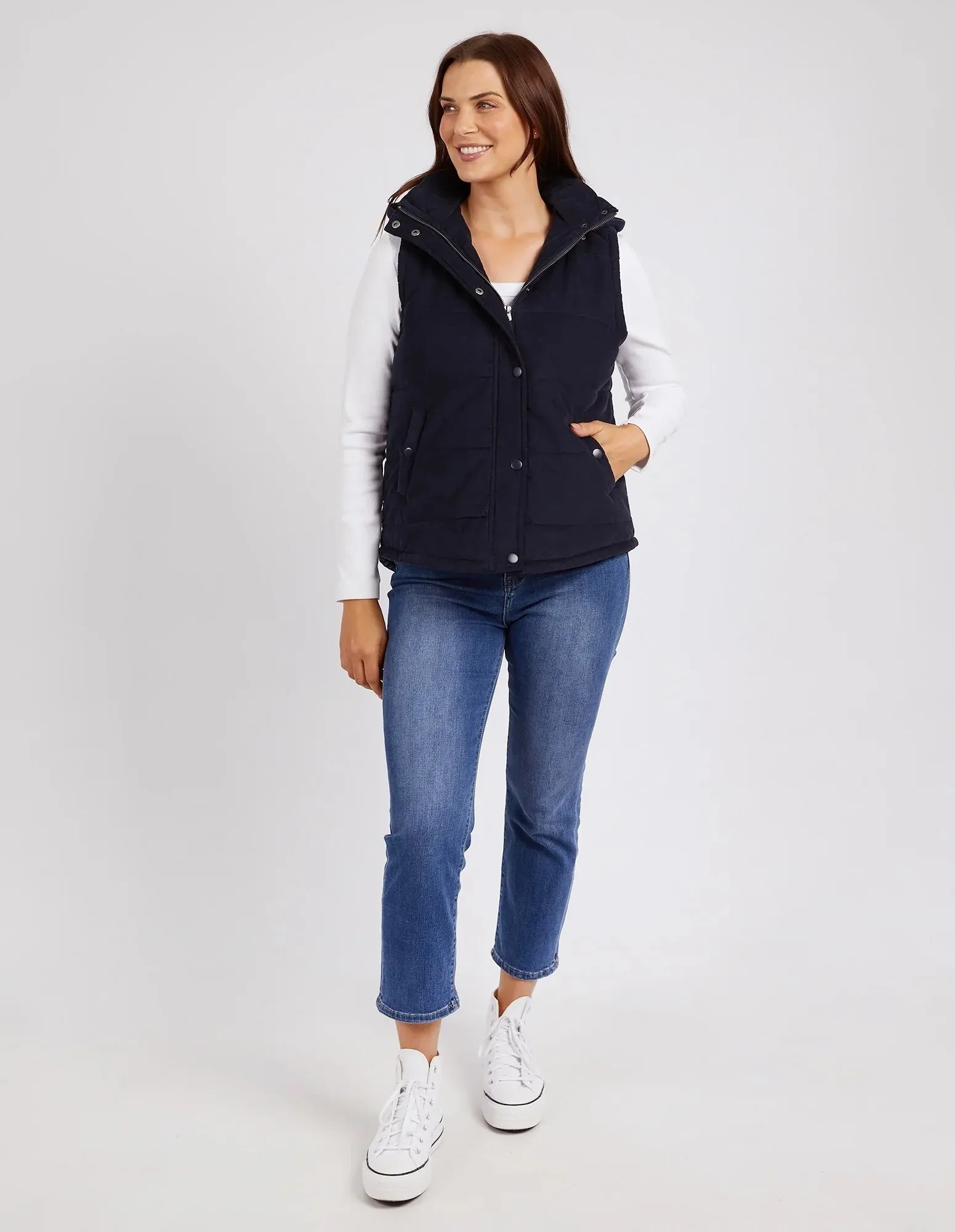 Elm Cord Puffer Vest Dark Sapphire