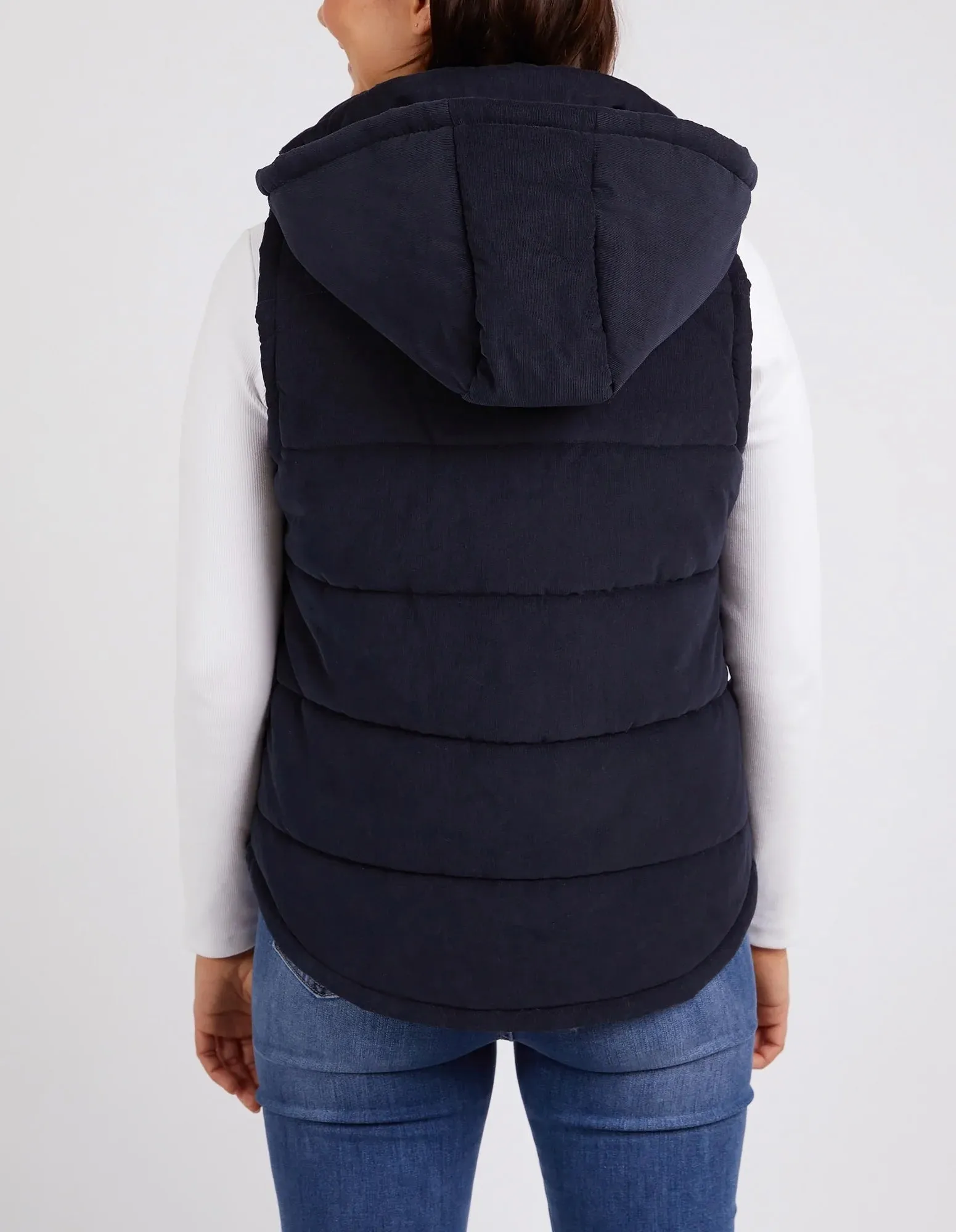 Elm Cord Puffer Vest Dark Sapphire