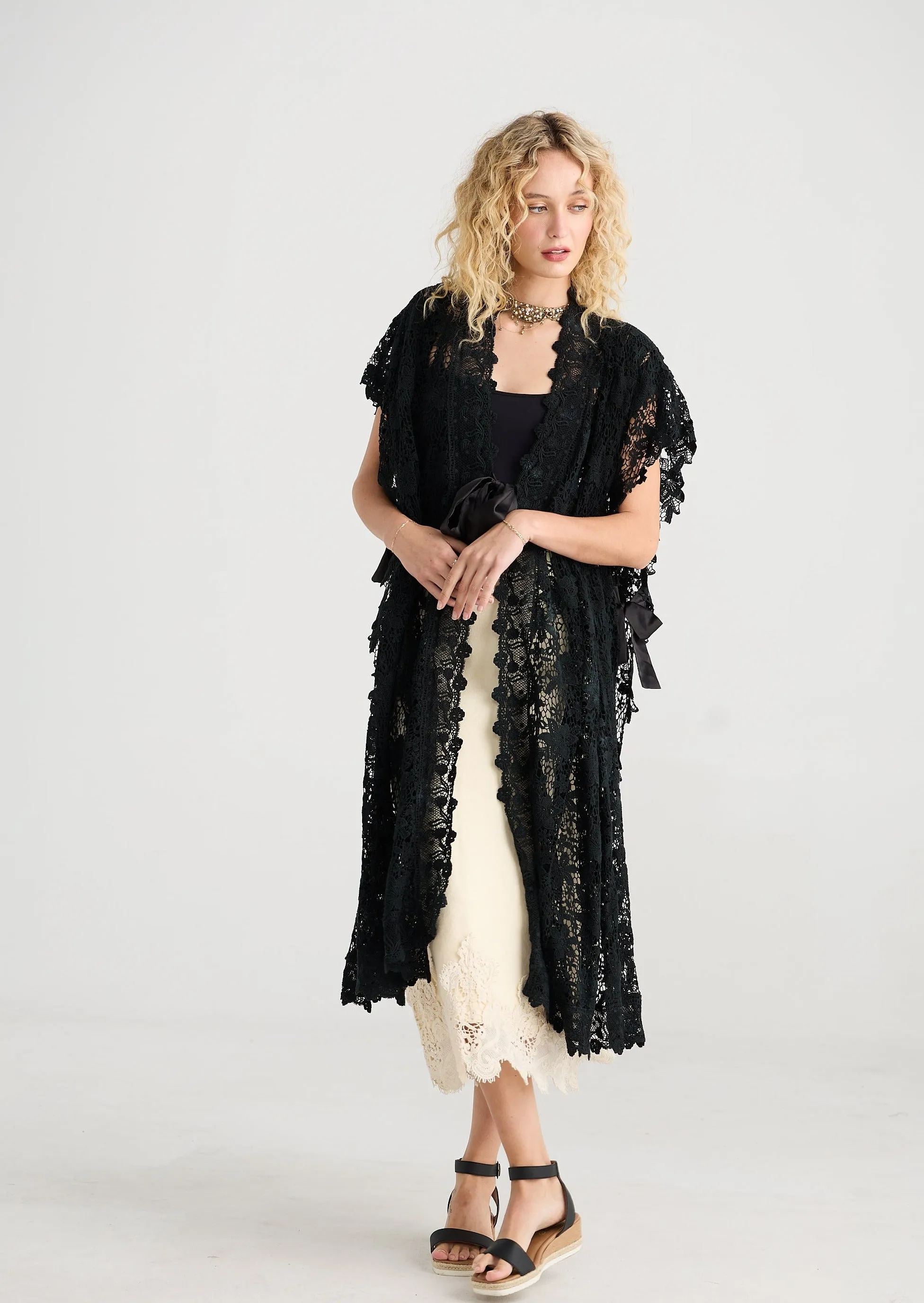 Empress lace Duster. Ebony
