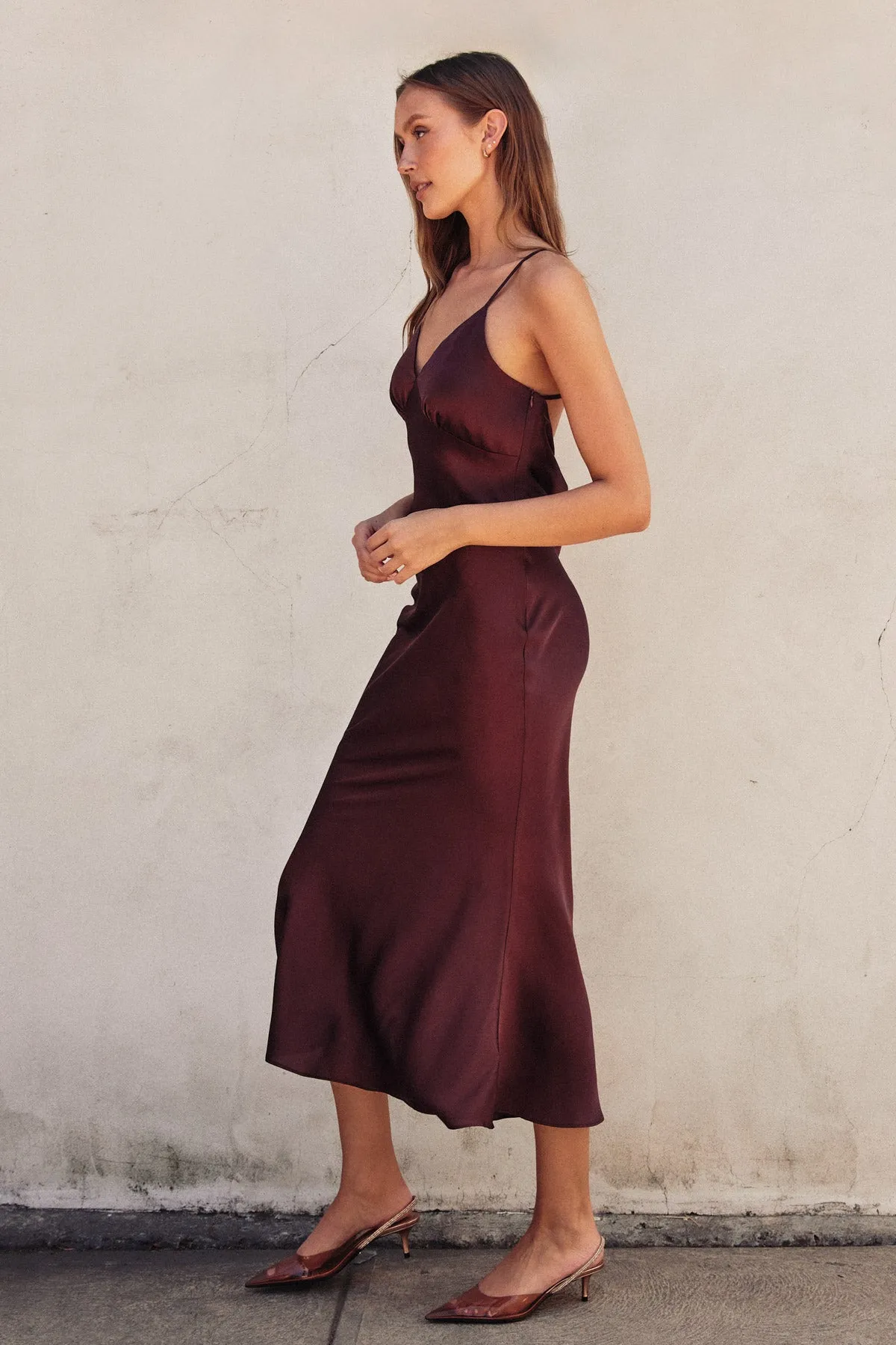 Erika Chevron Seam Open Back Dress