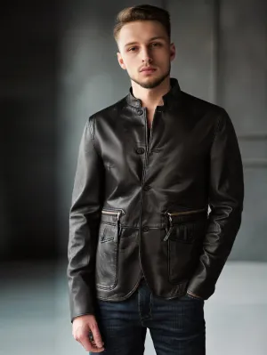 Exquisite Styled Leather Coat for Men