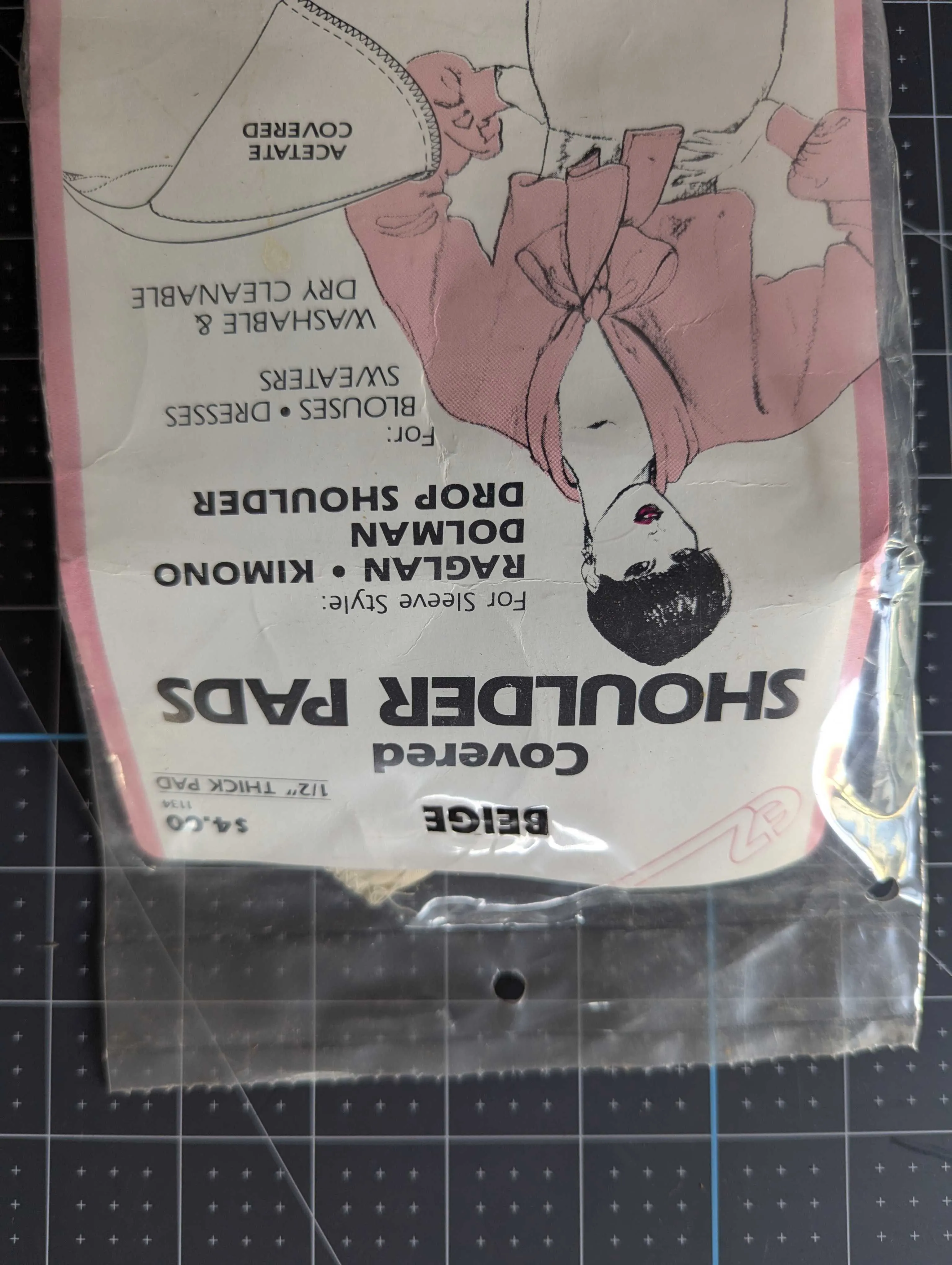 EZ Shoulder Pads - Beige - 1/2" Thick - 1980s