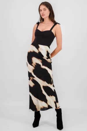 Falda maxi satin estampada Hypsters