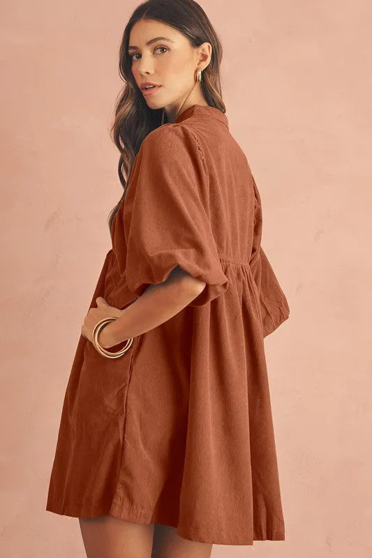 Fall colors corduroy dress