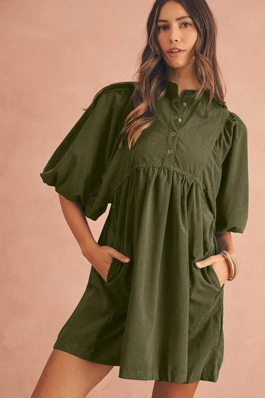 Fall colors corduroy dress