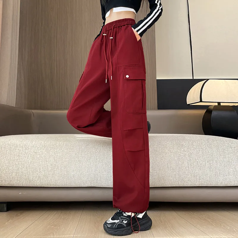 Flattering Solid Color Washed Cotton Cargo Pants for Women