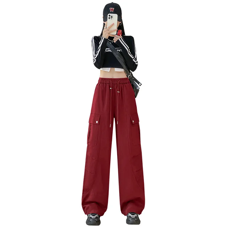 Flattering Solid Color Washed Cotton Cargo Pants for Women