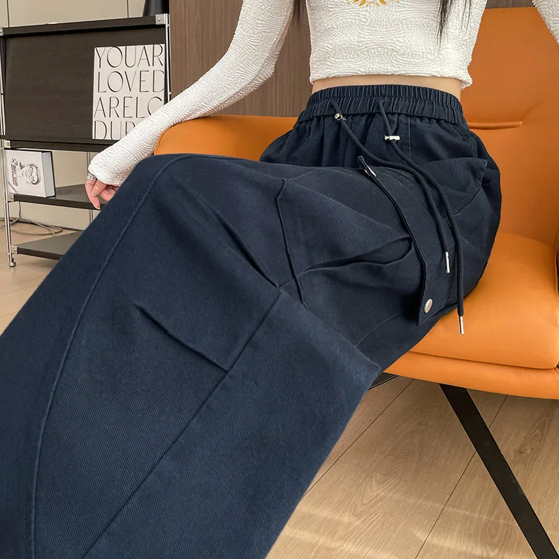 Flattering Solid Color Washed Cotton Cargo Pants for Women