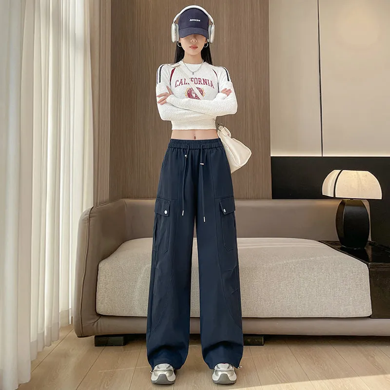 Flattering Solid Color Washed Cotton Cargo Pants for Women